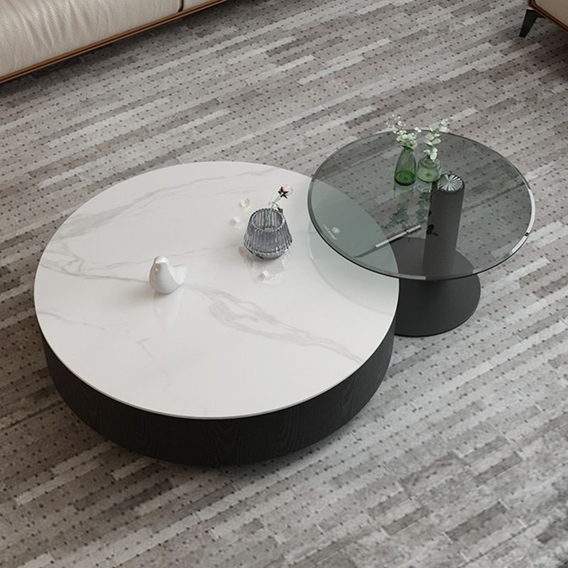 Round Stone Top Coffee Table Mid-Century Modern Cocktail Table Clearhalo 'Coffee & Accent Tables' 'Coffee Tables' 'coffee_tables' 'furn' 'furn_coffee_tables' 'Furniture' 'Living Room Furniture' 1200x1200_5be1ce68-912a-4581-b29a-99d0db7aa8ee