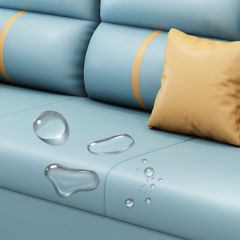 32.67 "Alto Faux Leather Sleeper Nordic Styled Sofa Bed in Blue