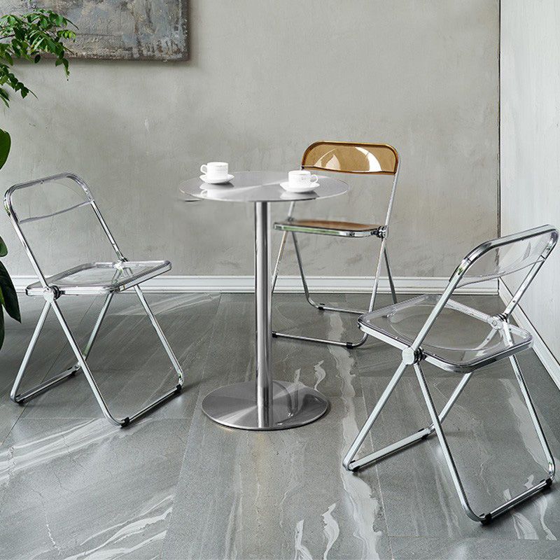 Mesa de café de plata redonda de pedestal para sala de estar de acero inoxidable mesa de acero inoxidable