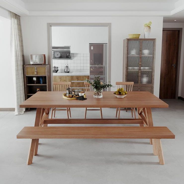 Modern Solid Wood Dining Table Trestle Base Dining Table for Dining Room Clearhalo 'Dining Tables & Seating' 'Dining Tables' 'dining_table' 'furn' 'furn_dining_table' 'Furniture' 'Kitchen & Dining Furniture' 1200x1200_5be48668-ac4b-4bbd-a5a4-e5028b9f18e1