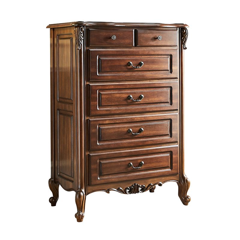 茶色の中世のモダンなソリッドウッドチェスト長方形のアクセントチェスト