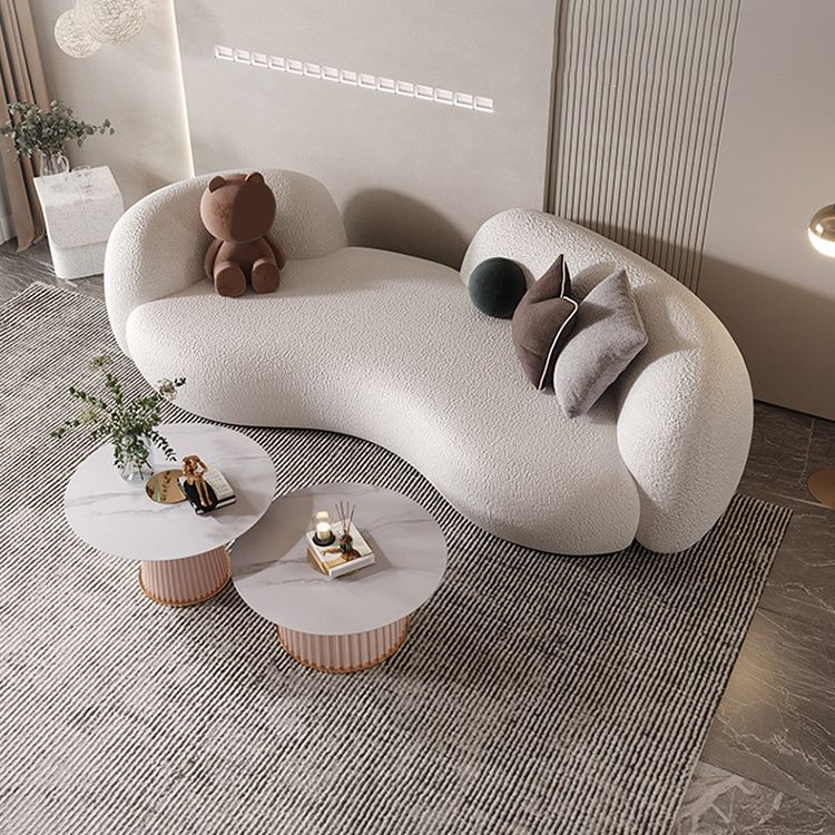 リビングルームのための現代の白いウール湾曲したソファの傾斜腕ソファ