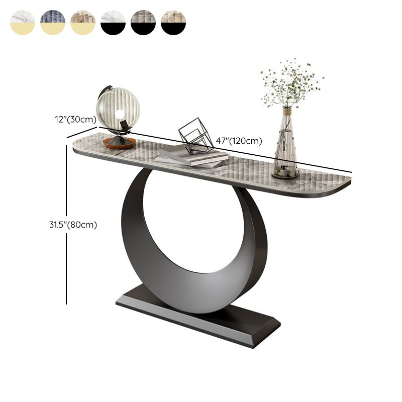 Contemporary Console Accent Table Antique Finish Half Moon Console Sofa Table in Stone Clearhalo 'Console Tables' 'console_tables' 'Entry & Mudroom Furniture' 'furn' 'furn_console_tables' 'Furniture' 1200x1200_5be6116d-54d2-4609-9ba6-33a80a1b3f22