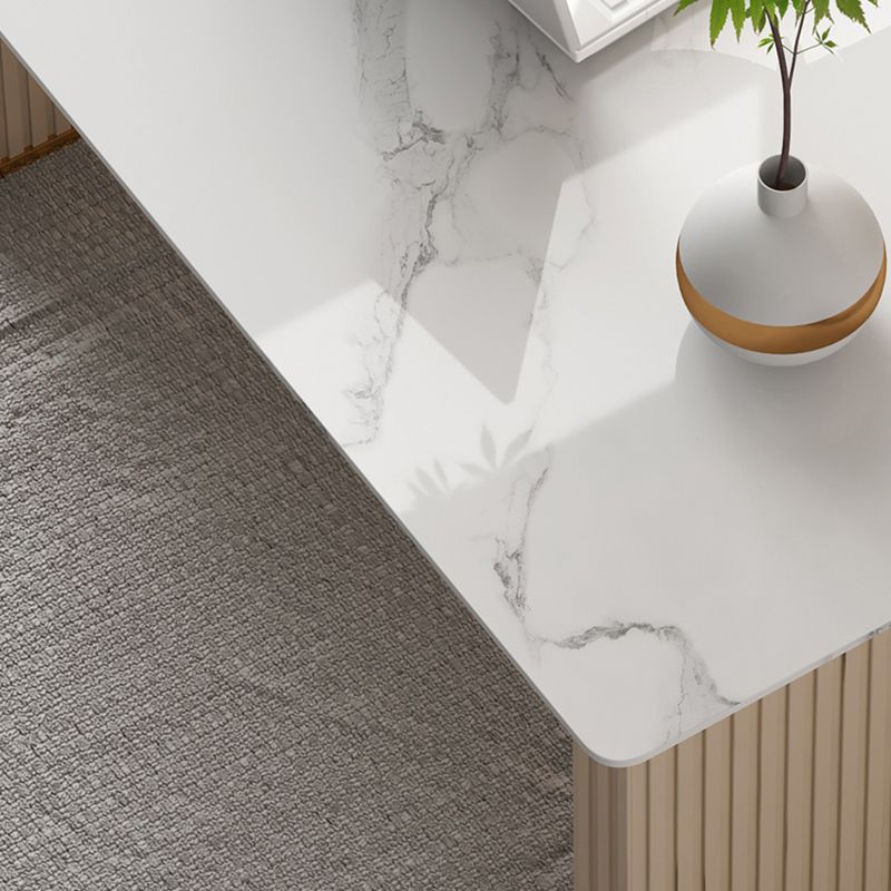 Glam Executive Desk Mirrored Peninsula Writing Desk in White Clearhalo 'furn' 'furn_office_desk' 'Furniture' 'Office Desks' 'Office Furniture' 'office_desk' 1200x1200_5be7b518-71f4-4113-8c04-1aca290bfa8d