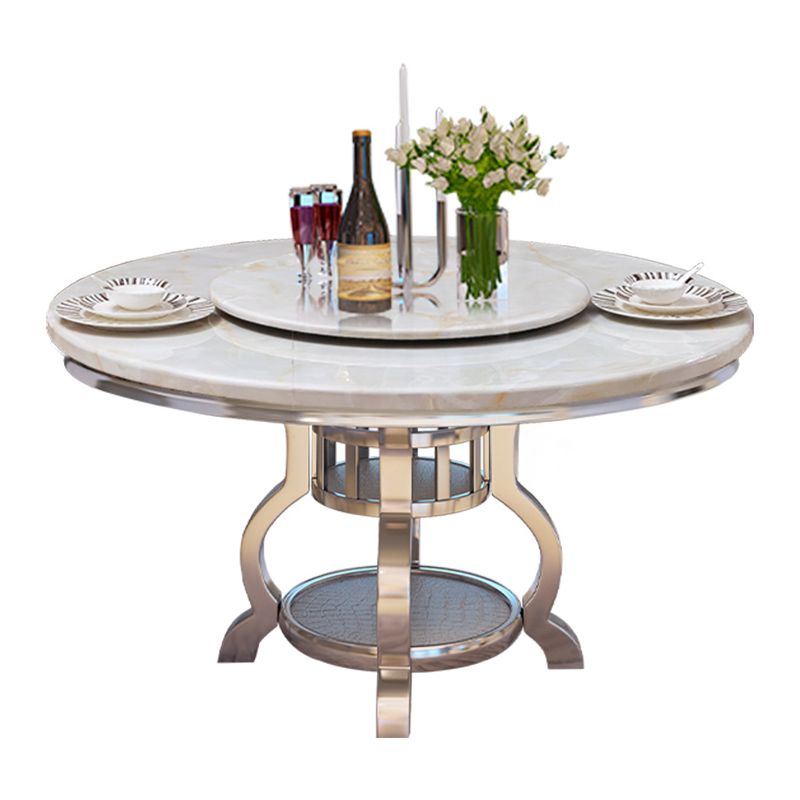 Metal Traditional Luxury Round Table Stone Top Indoor Table with Storage