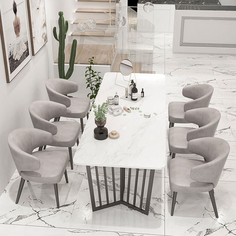 White Glam Office Desk Marble Home Writing Desk met metalen benen