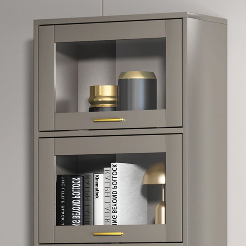 Glam Champagne/White Closed Back Standard Wood Shelf Bookcase for Living Room Clearhalo 'Bookcases' 'furn' 'furn_bookcases' 'Furniture' 'Office Furniture' 1200x1200_5bed118b-4253-4c8c-8038-fdcf9712ec0d