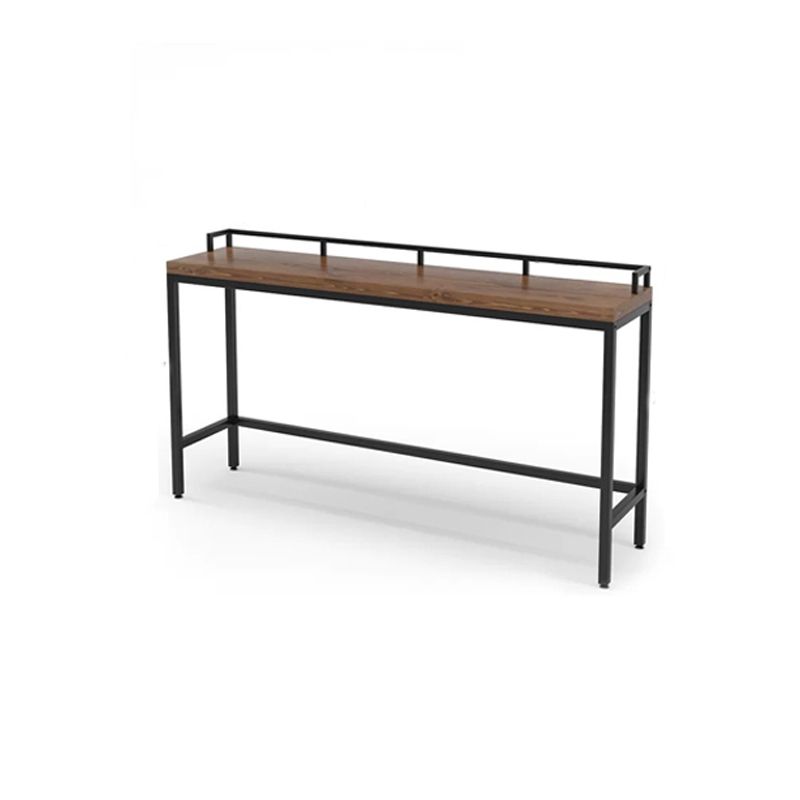 Table de bar moderne de 41,3 po en fer noir, table de salle à manger en bois massif pour patio