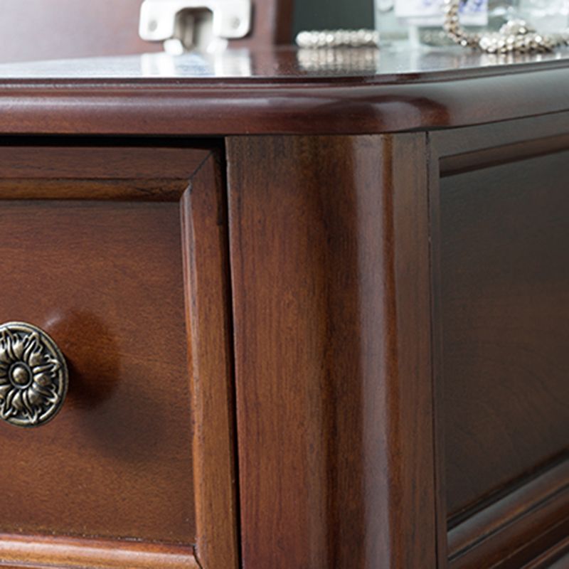 Traditions Rubberwood Vanity Set with Mirror 18.11" Wide Brown Vanity Clearhalo 'Bedroom Furniture' 'furn' 'furn_makeup_vanities' 'Furniture' 'Makeup Vanities' 'makeup_vanities' 1200x1200_5befb723-6e7c-45ad-bdff-1063a3b0536a