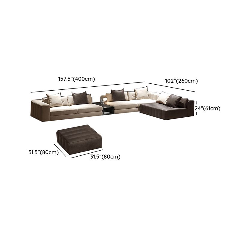 Divano sezionale in pelle autentica di metà secolo 24 "divano a braccio quadrato H con deposito