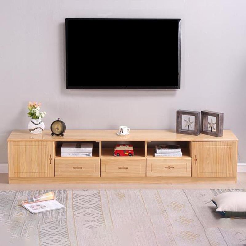 Scandinavian Pine Wood TV Media Stand Natural Wood Media Console with Drawers Clearhalo 'furn' 'furn_tv_stands_entertainment_centers' 'Furniture' 'Living Room Furniture' 'TV Stands & Entertainment Centers' 'TV Stands & Media Storage Furniture' 'tv_stands_entertainment_centers' 1200x1200_5bf0f3f7-bf7a-4882-ac66-cebf019132cb