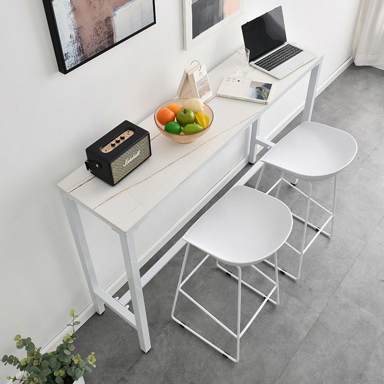 Industrial Marble Bar Table with Rectangle Table Top Trestle Table - 42" H Clearhalo 'Bar Furniture' 'Bar Tables' 'bar_tables' 'furn' 'furn_bar_tables' 'Furniture' 'furniture_bar_tables' 'Kitchen & Dining Furniture' 1200x1200_5bf15da3-aec5-4f5c-8f85-7e15df7190bf