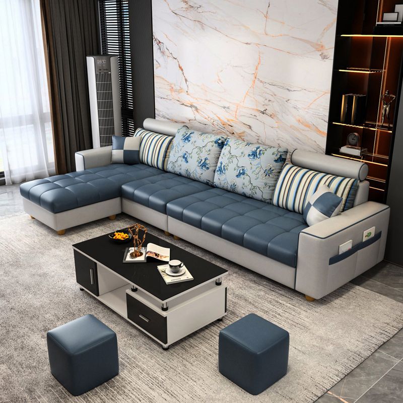 Scandinavo a 4 posti sezionale con deposito e bracci quadrati