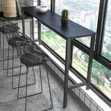 Black Trestle Cocktail Bar Table Rectangle Footrest Indoor Bar Wine Table (only table) Clearhalo 'Bar Furniture' 'Bar Tables' 'bar_tables' 'Furniture' 'furniture_bar_tables' 'Kitchen & Dining Furniture' 'kitchen&dining_furn' 'kitchen' 1200x1200_5bf350db-ee52-40a2-92f3-bcfaf3838fec