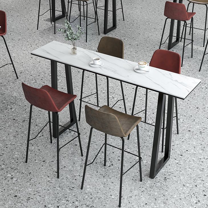 Rechthoek Stone Bistro Accent Dining Table Industriële Sled Indoor Pub Table