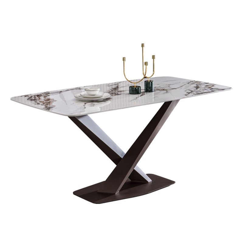 Metal Traditional Luxury Rectangle Table White Sintered Stone Table with Pedestal Base Clearhalo ' dining_table' 'Dining Tables & Seating' 'Dining Tables' 'furn' 'furn_dining_table' 'Furniture' 'furniture_dining_table' 'Kitchen & Dining Furniture' 'kitchen&dining_furn' 'kitchen' 'kitchen_dining_table' 1200x1200_5bf54fc0-31a2-419e-92e9-65a0fbe80060