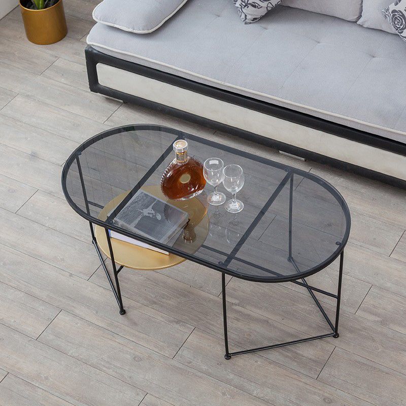 Modern X-Base Coffee Cocktail Table Glass Top Coffee Cocktail Table for Living Room Clearhalo 'Coffee & Accent Tables' 'Coffee Tables' 'coffee_tables' 'furn' 'furn_coffee_tables' 'Furniture' 'Living Room Furniture' 1200x1200_5bf56631-bc5e-4891-9fe1-4826a78dddd6