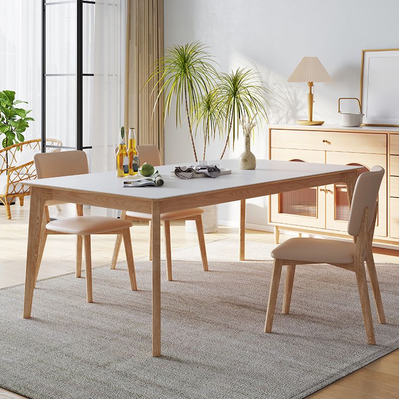 Contemporary Rectangular White Stone Dining Table with 4 Foot Clearhalo 'Dining Tables & Seating' 'Dining Tables' 'dining_table' 'furn' 'furn_dining_table' 'Furniture' 'Kitchen & Dining Furniture' 1200x1200_5bf78550-b1ea-4d5f-b62a-d7d49669eedb