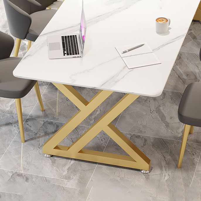 Industrielle rechteckige Schreibtisch Stein Stone Office Desk mit Schlittenbasis