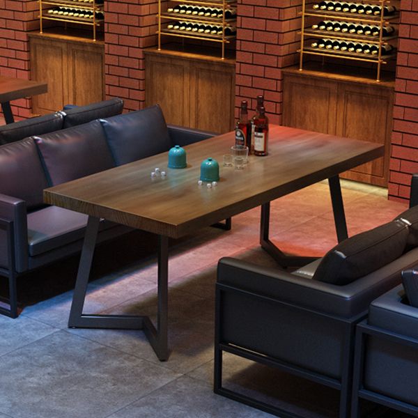 Industrial Dining Table Pine Solid Wood Table with Black Base for Home Kitchen Dinner Clearhalo ' dining_table' 'Dining Tables & Seating' 'Dining Tables' 'furn' 'furn_dining_table' 'Furniture' 'furniture_dining_table' 'Kitchen & Dining Furniture' 'kitchen&dining_furn' 'kitchen' 'kitchen_dining_table' 1200x1200_5bf9ee6a-4703-42d7-b559-fd92d25bb4ec