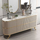 Moderno mobile sideboard in legno ingegnerizzato in stile, alto 33,5 pollici di altezza
