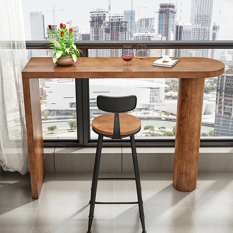 Irregular Shape Pine Wood Top Bar Table Modern Bar Table with Double Pedestal Clearhalo 'Bar Furniture' 'Bar Tables' 'bar_tables' 'furn' 'furn_bar_tables' 'Furniture' 'Kitchen & Dining Furniture' 1200x1200_5bfd7d84-8f5d-4d3d-a3be-00eb509e7085
