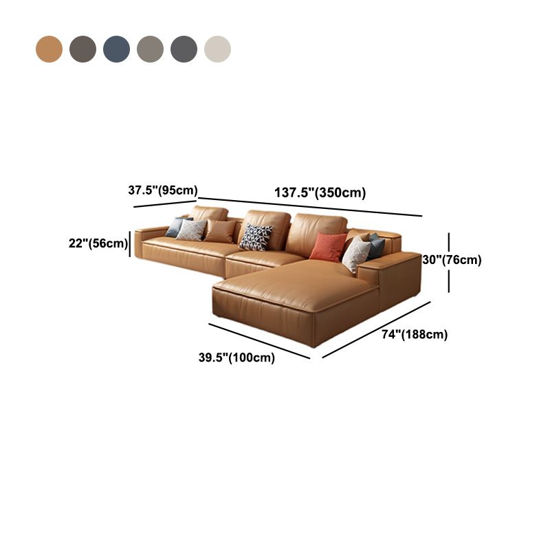 Loose Back Faux Ledersofa mit Chaise Square Arm Sofa - 70,87 "D.