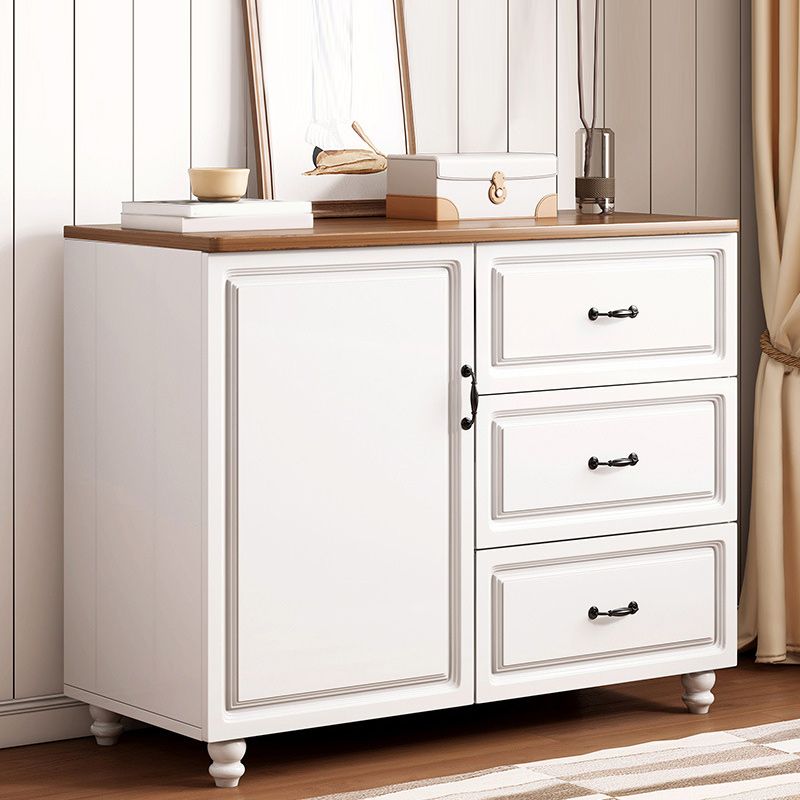 Mid-Century Modern Rectangle Accent Cabinet with Bun Feet and Drawers