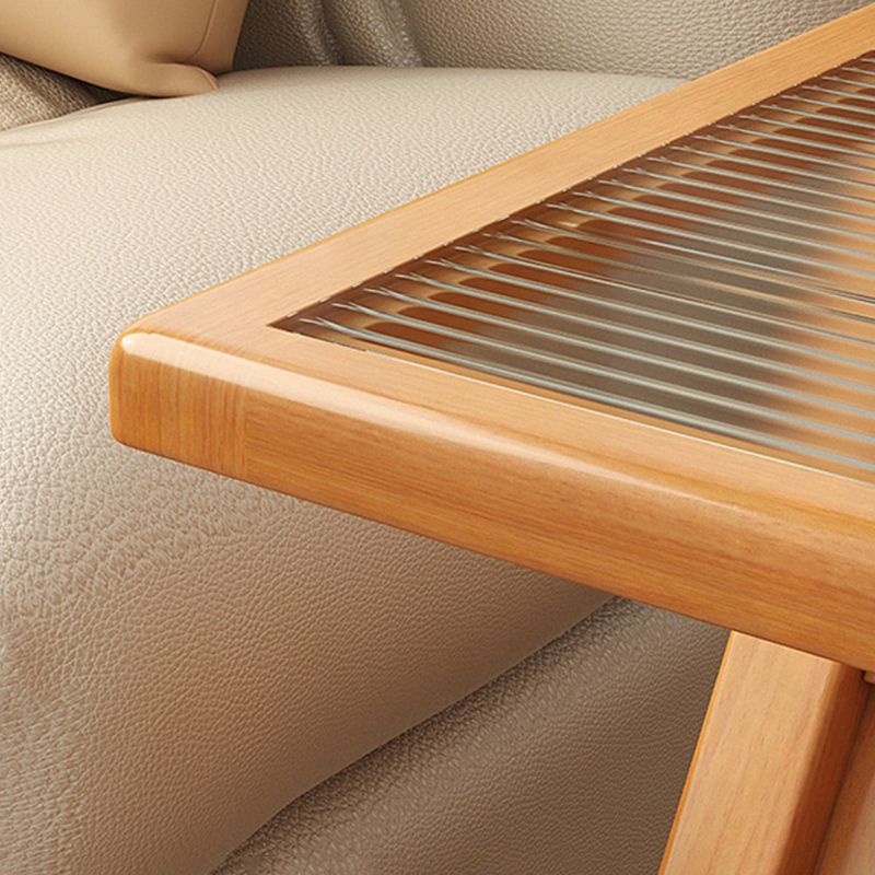 Mesa de deslizamiento de la base de la base de la madera maciza modernista Mesa de vidrio geométrico Topil final