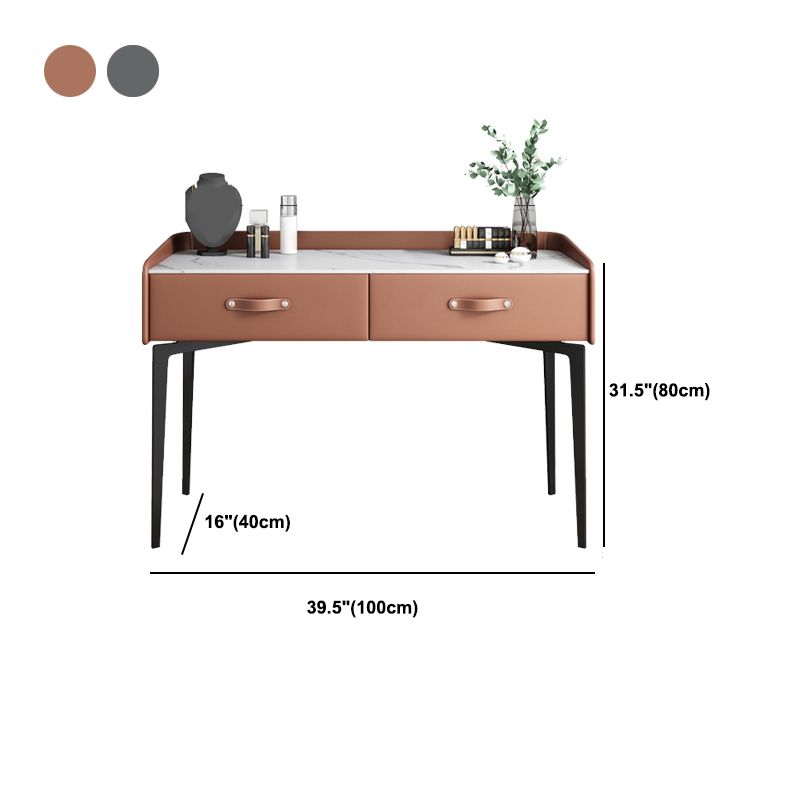 Faux Leder Waschtisch und Hocker in Orange/Grau -Schminktisch