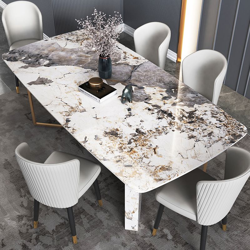 Minimalist Gray Sintered Stone Dining Table Rectangle Standard Dining Table with Sled Base Clearhalo ' dining_table' 'Dining Tables & Seating' 'Dining Tables' 'furn' 'furn_dining_table' 'Furniture' 'furniture_dining_table' 'Kitchen & Dining Furniture' 'kitchen&dining_furn' 'kitchen' 'kitchen_dining_table' 1200x1200_5c008393-311f-4600-9145-63815fee9939