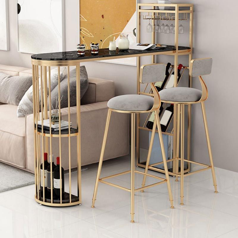 42-inch Height Bar Table Artificial Marble Glam Style Bistro Table with Storage Shelf Clearhalo 'Bar Furniture' 'Bar Tables' 'bar_tables' 'furn' 'furn_bar_tables' 'Furniture' 'furniture_bar_tables' 'Kitchen & Dining Furniture' 1200x1200_5c0092f8-6c45-42a2-8939-c4bc9f6e312f