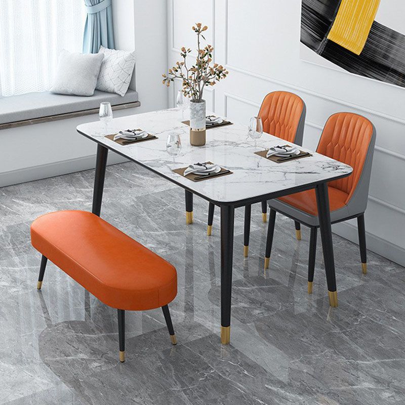 Banc de banc rembourré contemporain avec des jambes en métal avec des jambes métalliques