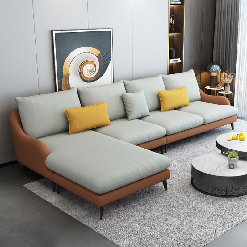 4-Seater L-Shape Sectional with Pillows Back and Slopped Arms Clearhalo 'furn' 'furn_sectionals' 'Furniture' 'Living Room Furniture' 'Sectionals' 1200x1200_5c0304cc-32ad-4bc9-93d9-438725505458