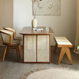 Rectangle Dining Set 1/4/5/6 Pcs  Ash Solid Wood and Rattan Dining Table and Chairs