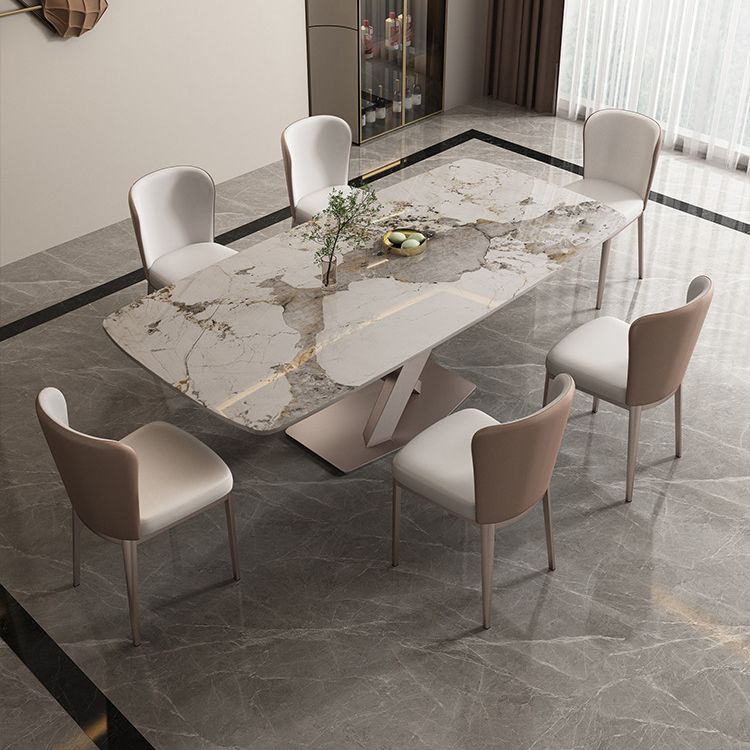 Juego de comedor glamoroso para el comedor 1/2/5/7 PCS Juego de mesa de comedor blanca brillante