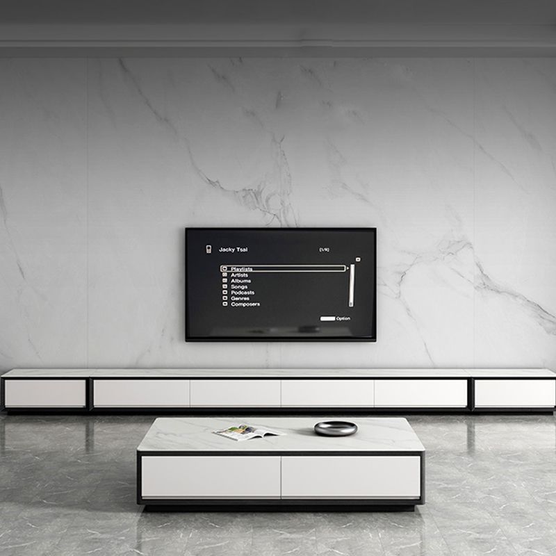 Stand de télévision contemporain 13,7 "Hauteur TV en blanc avec des tiroirs