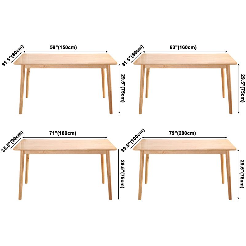 Simple Style Dining Table Rubberwood Solid Wood with 4 Legs Base Table in Wood Color Clearhalo ' dining_table' 'Dining Tables & Seating' 'Dining Tables' 'Furniture' 'furniture_dining_table' 'Kitchen & Dining Furniture' 'kitchen&dining_furn' 'kitchen' 'kitchen_dining_table' 1200x1200_5c064575-5b89-4295-8835-7ea575dea4a2