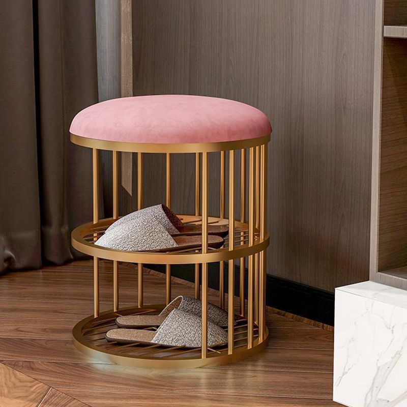 Glam Cylinder Shape Pouf Chair Plain Velvet with Bottom Rack Storage Pouf Clearhalo 'furn' 'furn_ottomans_poufs' 'Furniture' 'Living Room Furniture' 'Ottomans & Poufs' 'ottomans_poufs' 1200x1200_5c078b45-0652-472c-a75e-2bca95deb61f