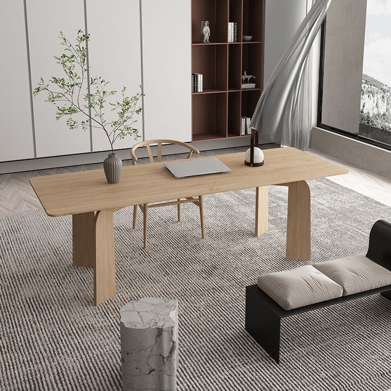 Simple Kitchen Standard Dining Table Solid Wood Khaki Dining Table with 4 Legs Base Clearhalo ' dining_table' 'Dining Tables & Seating' 'Dining Tables' 'furn' 'furn_dining_table' 'Furniture' 'furniture_dining_table' 'Kitchen & Dining Furniture' 'kitchen&dining_furn' 'kitchen' 'kitchen_dining_table' 1200x1200_5c07afda-6a57-4876-9905-7b1899b9cde0