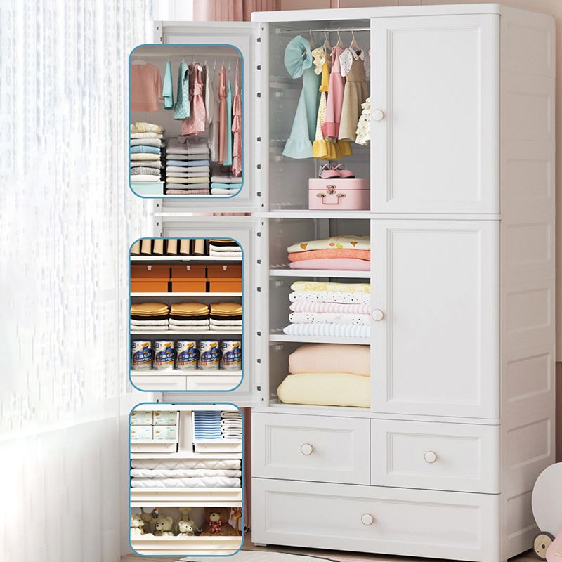 White and Grey Wardrobe Armoire Contemporary Plastic Wardrobe Clearhalo 'Armoires & Wardrobes' 'armoires_wardrobes' 'Bedroom Furniture' 'furn' 'furn_armoires_wardrobes' 'Furniture' 1200x1200_5c0aa888-0547-4a12-b7f7-c5eeff239c80
