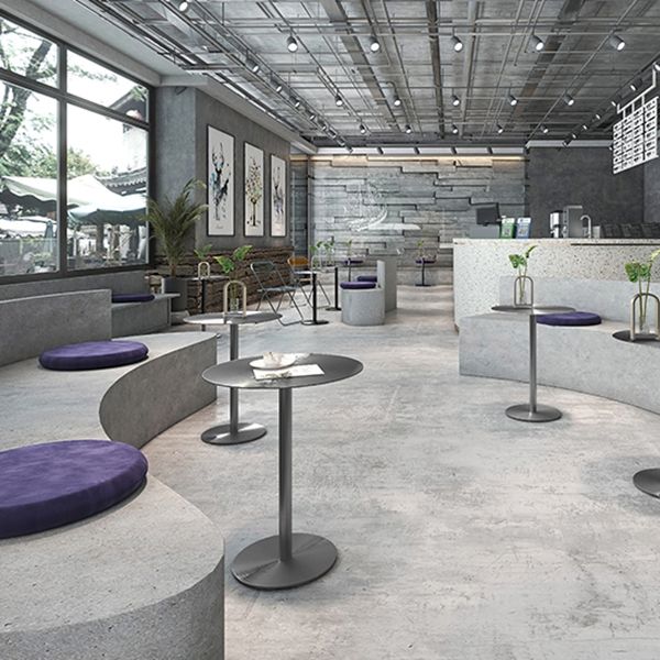 Mesa de comedor redonda de metal con altura de mostrador en mesa de mostrador industrial de acero