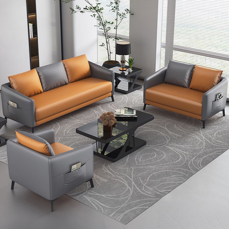 Canapé moderne à 3 places moderne du milieu du siècle canapé de bras carré en cuir avec rangement