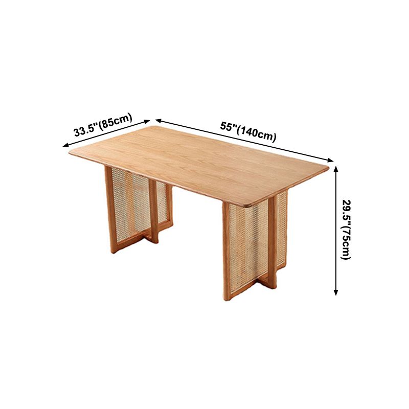 Rectangle Wood Dining Table Modern Oak Table in Nature with Double Pedestal Clearhalo ' dining_table' 'Dining Tables & Seating' 'Dining Tables' 'furn' 'furn_dining_table' 'Furniture' 'furniture_dining_table' 'Kitchen & Dining Furniture' 'kitchen&dining_furn' 'kitchen' 'kitchen_dining_table' 1200x1200_5c0ee7f6-4575-47ff-8e6a-5c62e08a11fc