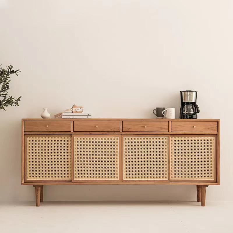 Simple Style Rattan Doors Cupboard Wood 32-inch Height Kitchen Sideboard for Dining Room Clearhalo 'buffet_sideboard' 'Buffets & Sideboards' 'furn' 'furn_buffet_sideboard' 'Furniture' 'furniture_buffet_sideboard' 'Kitchen & Dining Furniture' 1200x1200_5c0f88cc-db00-4387-b283-005d05df4301