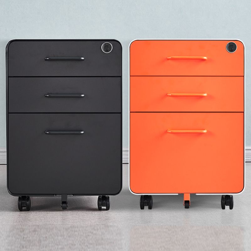 Zeitgenössische Aktenschränke Stahlrahmenschlüsselschloss Mobile Aktenschrank mit Rädern