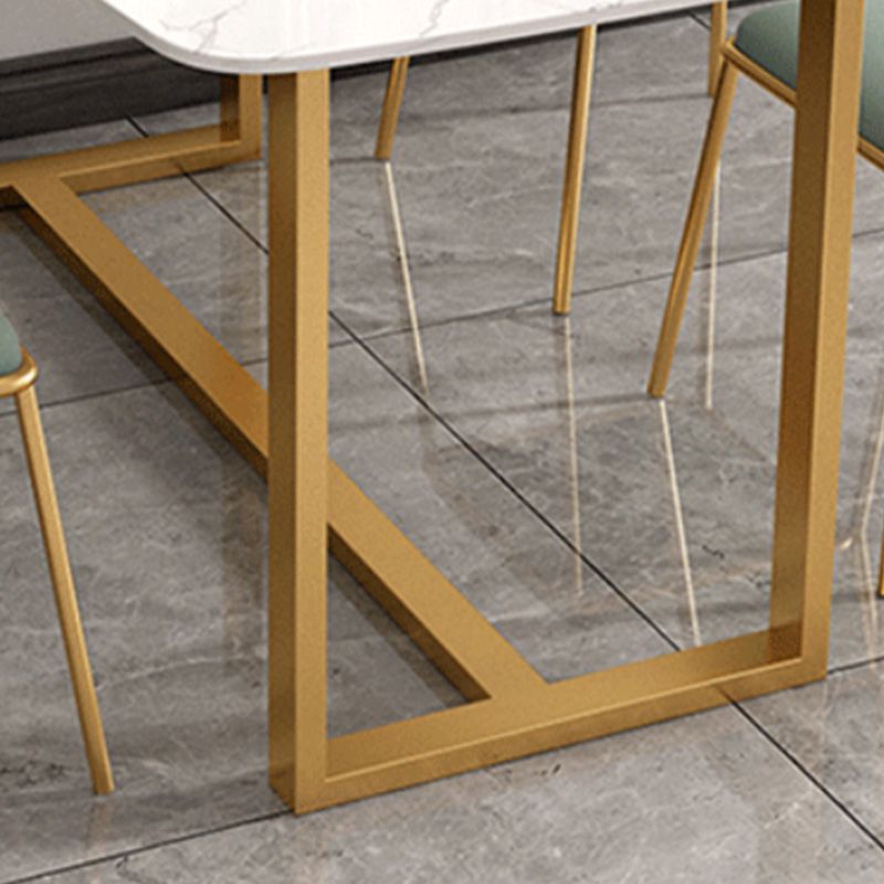 Rectangle Trestle Dining Table Glam Faux Marble Table for Dining Room Clearhalo 'Dining Tables & Seating' 'Dining Tables' 'dining_table' 'furn' 'furn_dining_table' 'Furniture' 'Kitchen & Dining Furniture' 1200x1200_5c109dd0-9110-4ec9-9cff-477c45799519