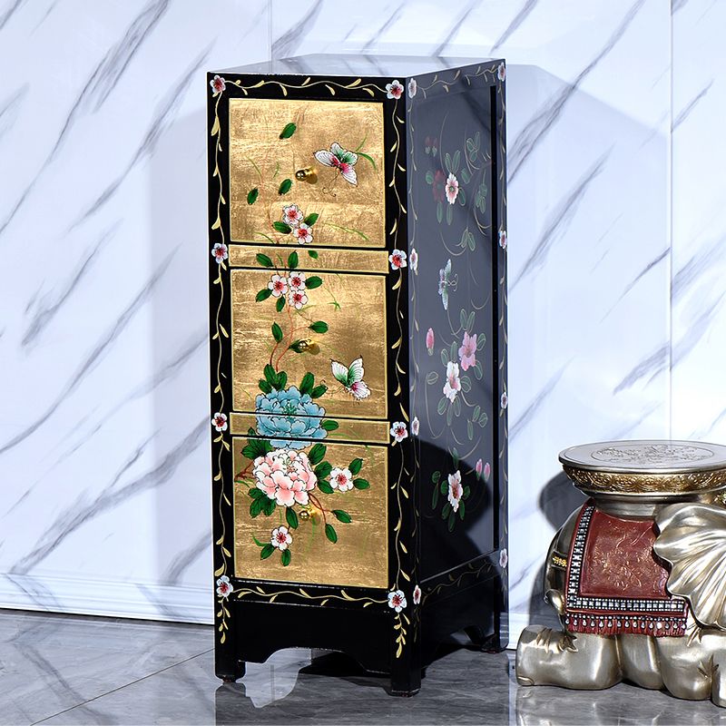 Traditionele verticale slaapkamerkist houten opbergkist met laden