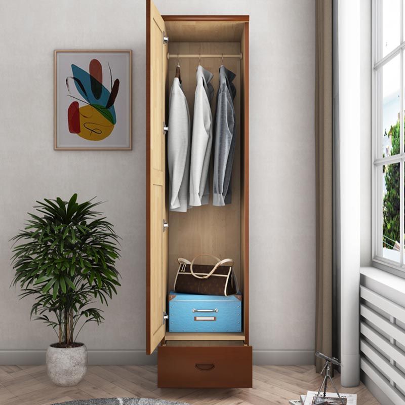 74.8"H Traditional Rubberwood Storage Cabinet with Garment Rod Matte Finish Cabinet Clearhalo 'Armoires & Wardrobes' 'armoires_wardrobes' 'Bedroom Furniture' 'furn' 'furn_armoires_wardrobes' 'Furniture' 1200x1200_5c11f2cb-a6bc-40c3-ac1d-60823857eac9
