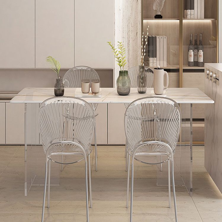 Acrylic Base Double Pedestal Table Modern Rectangle Dinner Table Kitchen Home Clearhalo 'Dining Tables & Seating' 'Dining Tables' 'dining_table' 'furn' 'furn_dining_table' 'Furniture' 'furniture_dining_table' 'Kitchen & Dining Furniture' 1200x1200_5c12913f-b774-4b95-a0df-83fe536cba2b